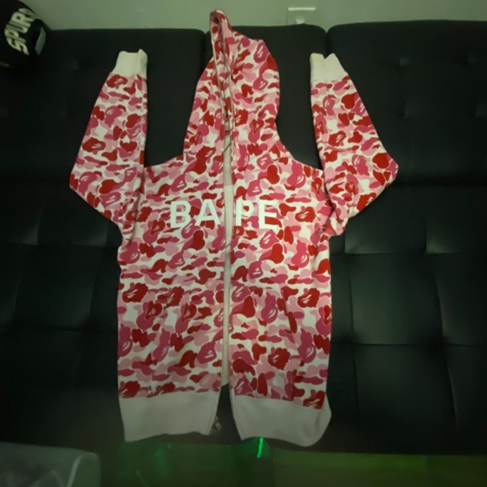 Bape Red and Pink Camouflage Full-Zip Hoodie